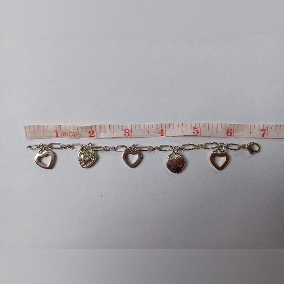 Vintage 7" Tiffany & Co. 925 Silver Heart Charm Bracelet - Picture 10 of 12